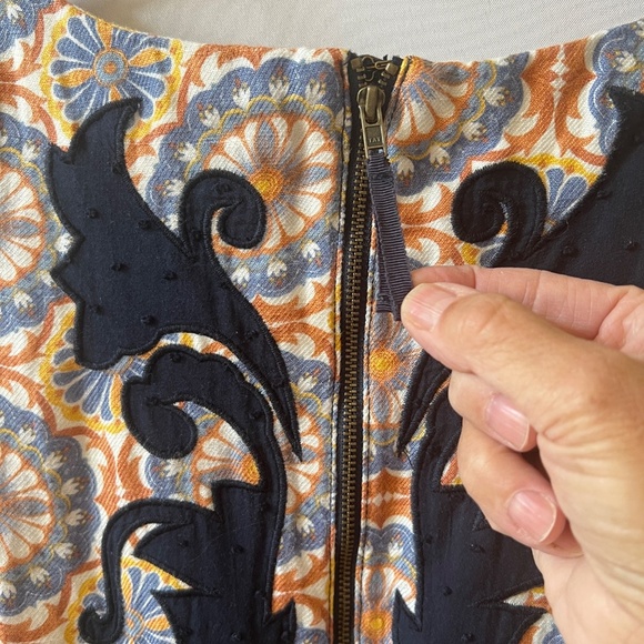 ANTHROPOLOGIE VANESSA VIRGINIA BLUE OWEN SHEATH DRESS WOMENS 4 EMBROIDERED BOHO - Picture 5 of 11